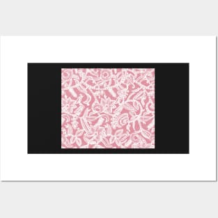 Vintage floral lace (pink) Posters and Art